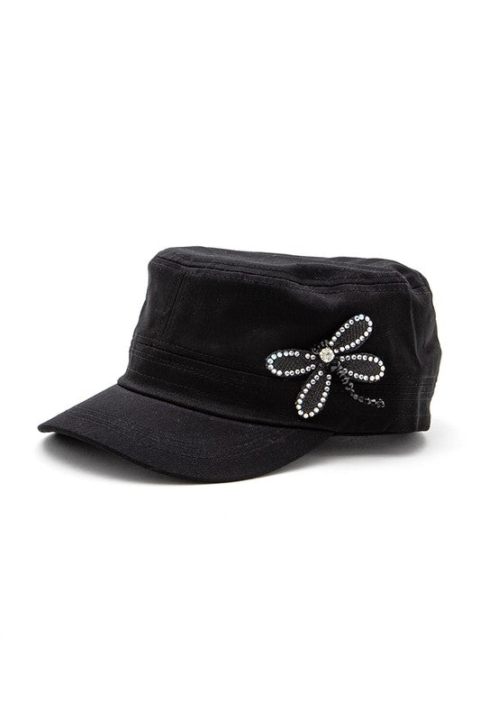 3D Dragonfly Beaded Statement Cadet Hat