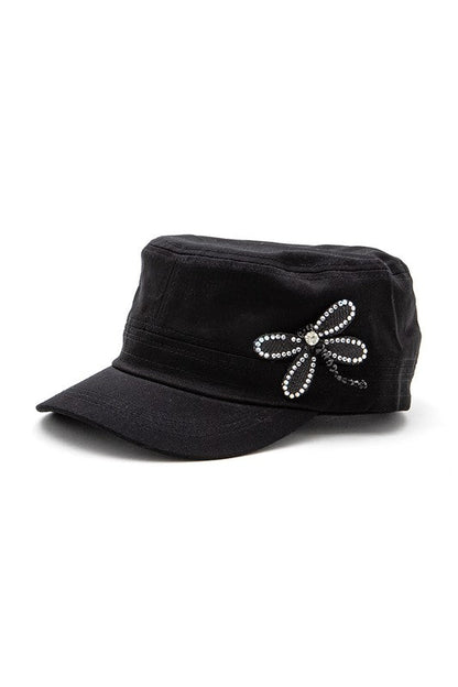 3D Dragonfly Beaded Statement Cadet Hat
